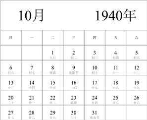 1940年日历